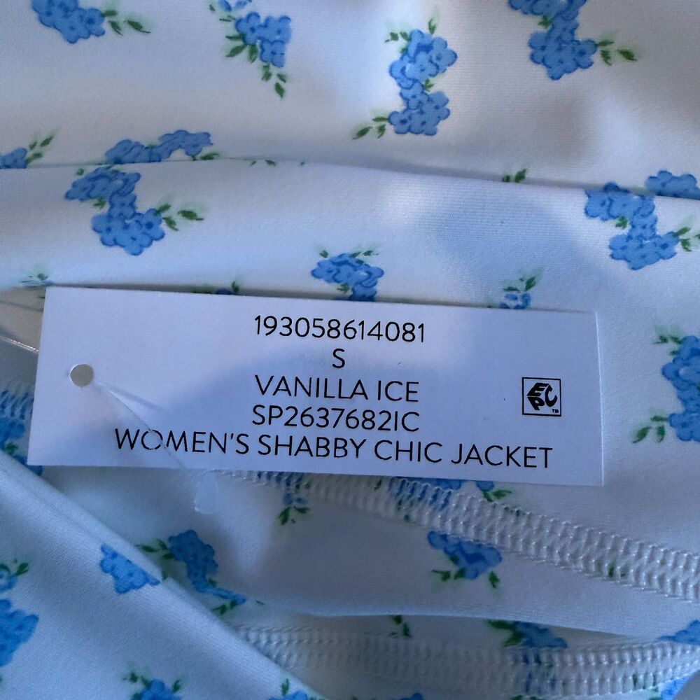 Treasures by Shabby Chic Woman Jacket Blue With Cream Size Small New - Picture 7 of 8